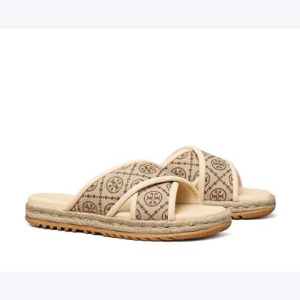 Tory Burch Hazel Espadrille Cream Geometric Sandals